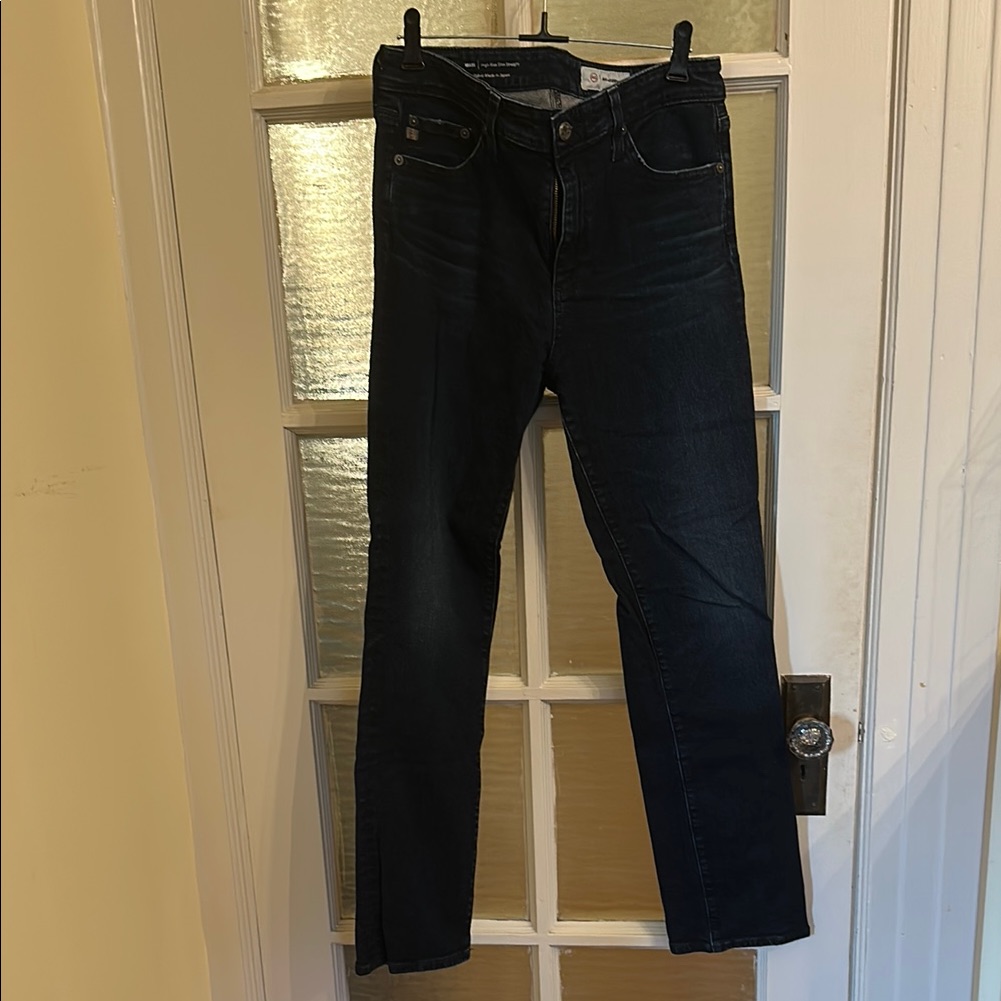 Ag Adriano Goldschmied Mari High Rise Slim Straight Dark Wash Jeans